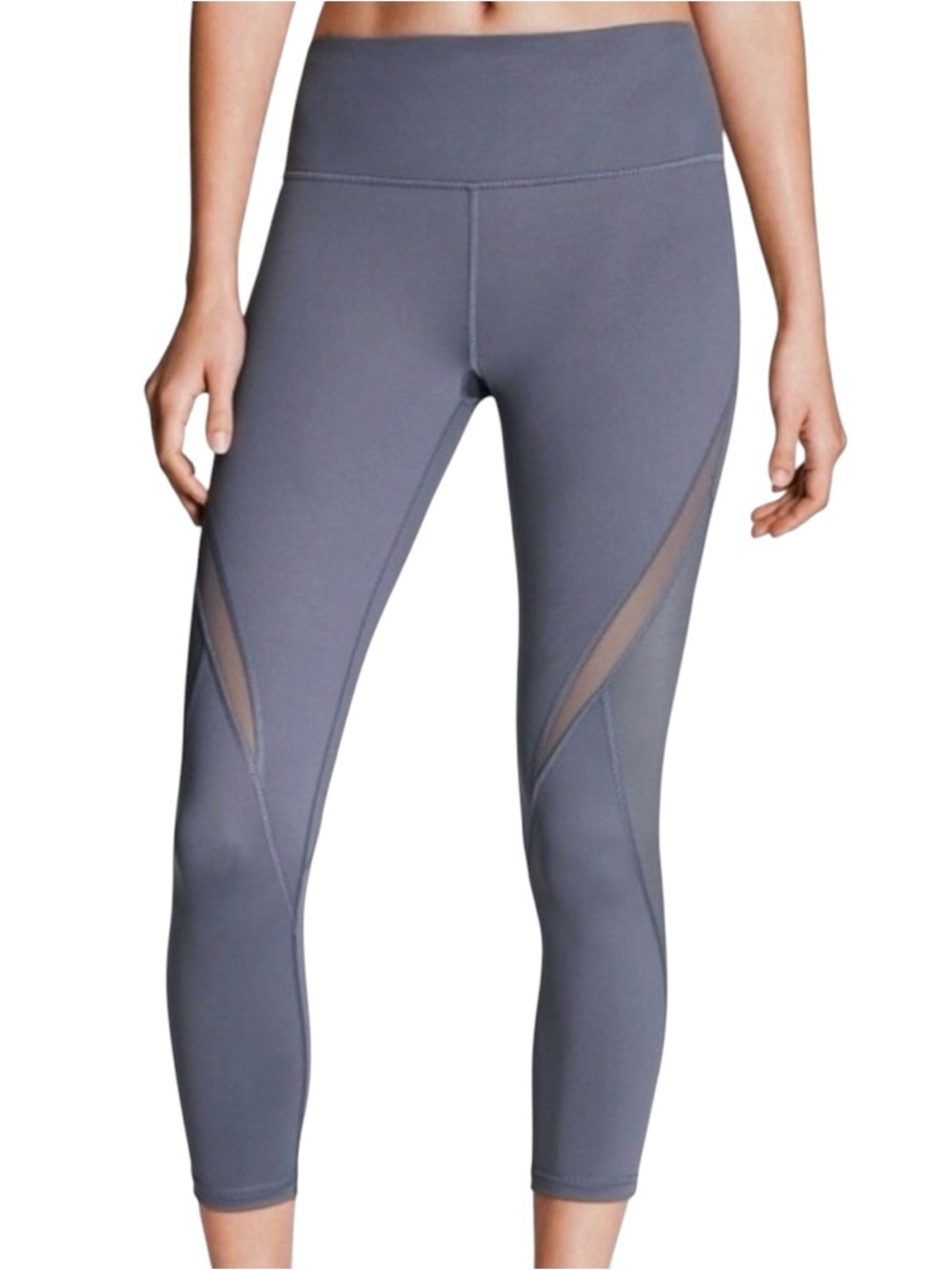Victoria Sport Knockout Capri Leggings Gray High Rise Mesh M